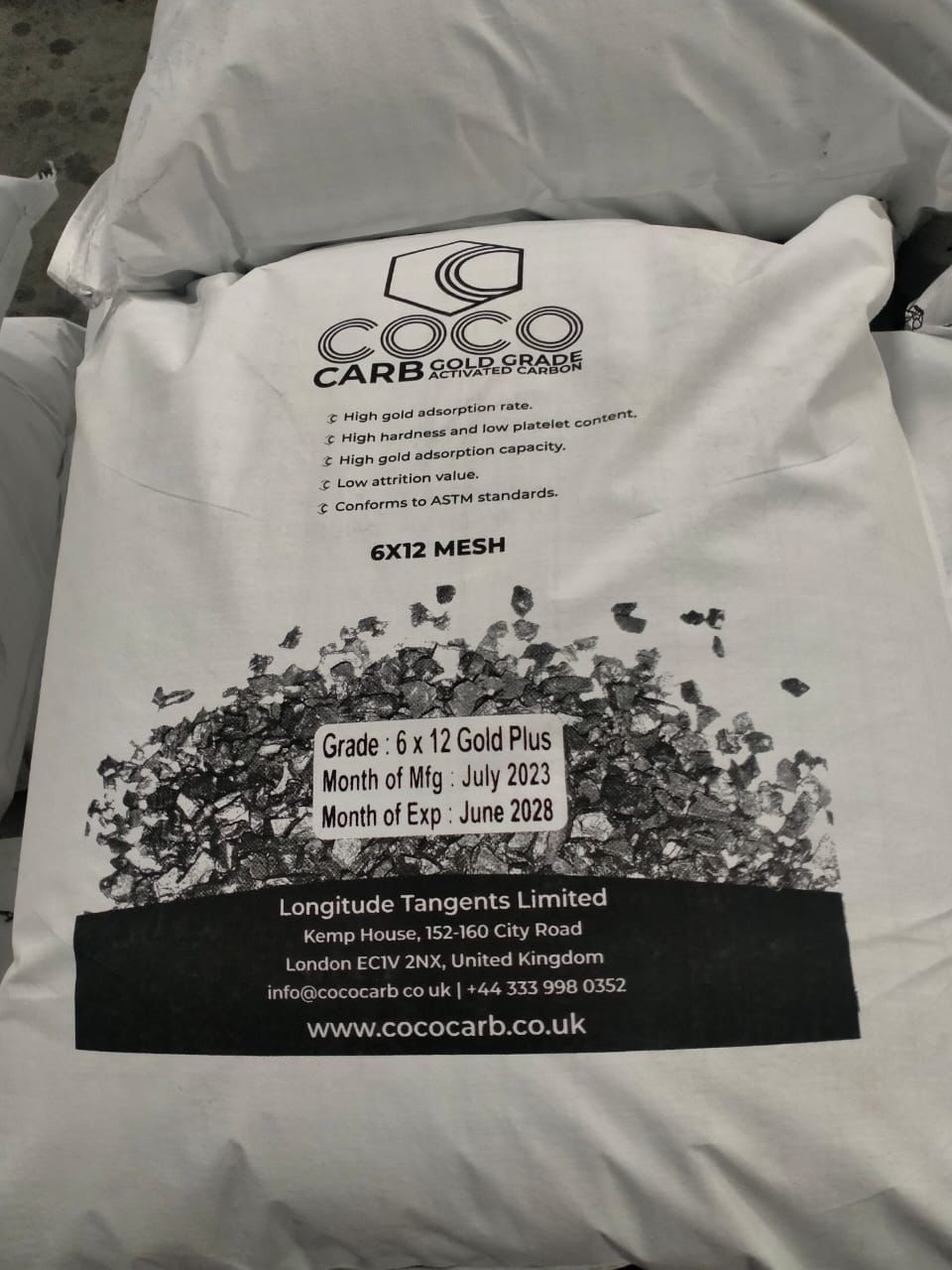 CocoCarb 6x12 mesh packaging details